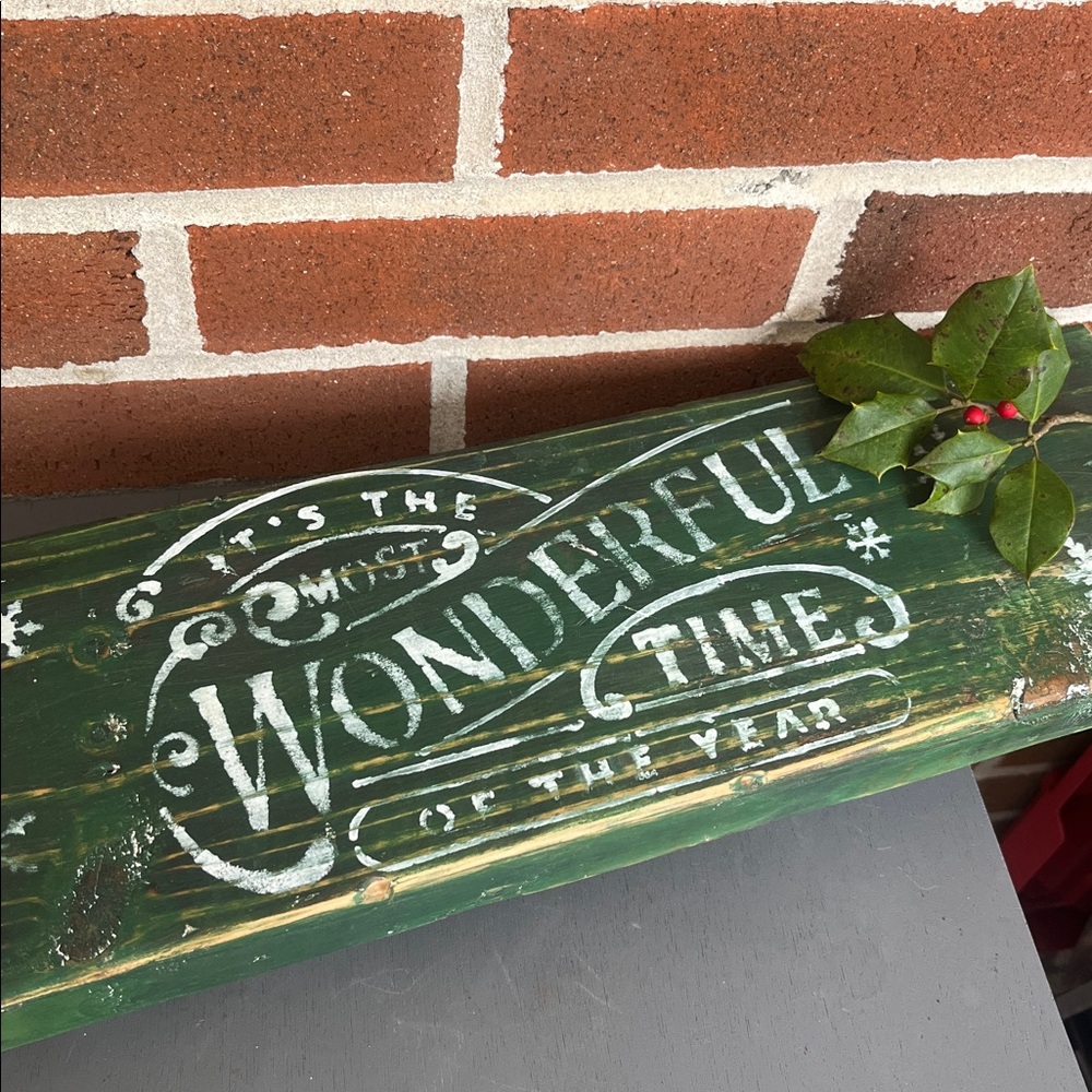 Rustic Wooden Holiday Tray “Most Wonderful Time of Year”